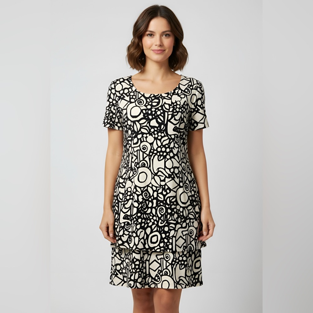 Evan-Picone Cotton Black and White Dress